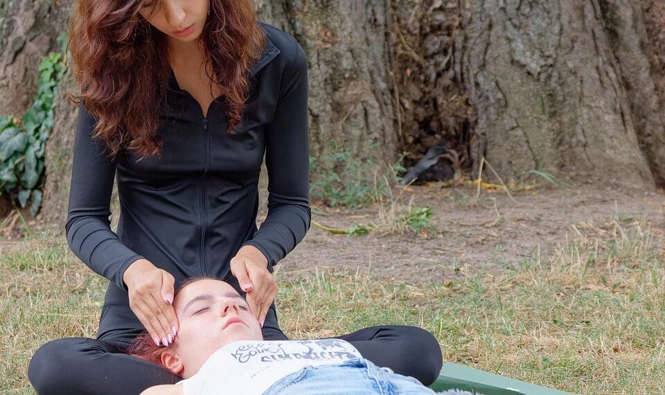 Nature therapy, forest bathing, ecotherapy, girls, outdoors, grass, park, massage, relaxation, therapy, meditation, nature, lifestyle, friends